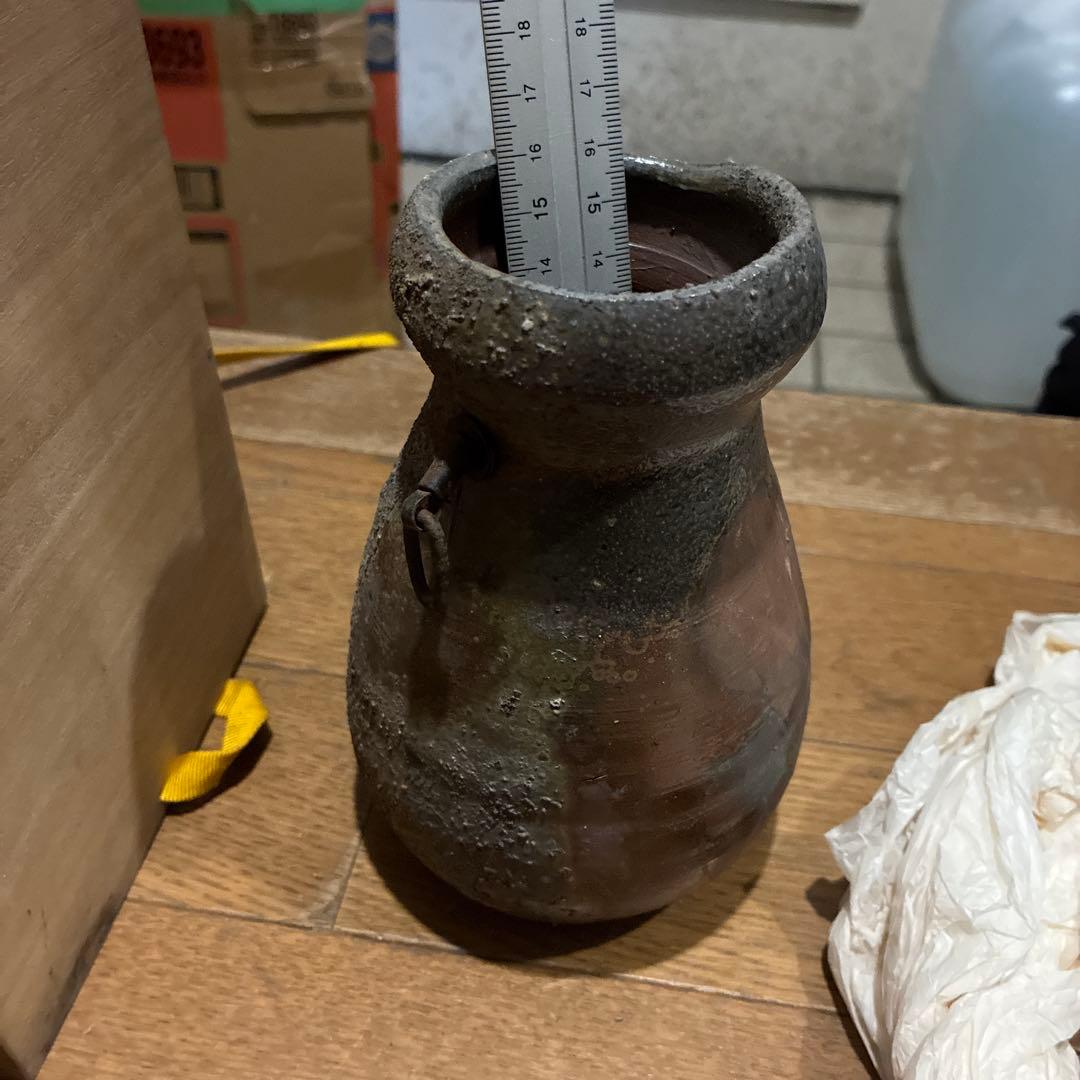 希少品道明　備前焼　金重道明　共箱　茶道具　花茶器　陶器