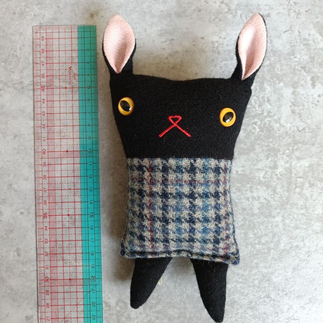 アメリカ製　ヴィンテージ　ぬいぐるみ　かわいい　黒色　チェック　うさぎ　レトロ