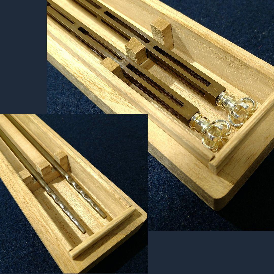 AJ10 木村清五郎作 火箸 菊頭四方透かし 共箱 共布 外箱 未使用 茶道具