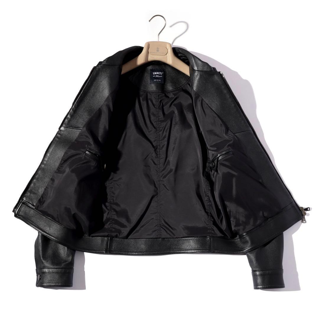 EMMETI エンメティ羊革 ブルゾン ライダース ジャケット 黒 44 S