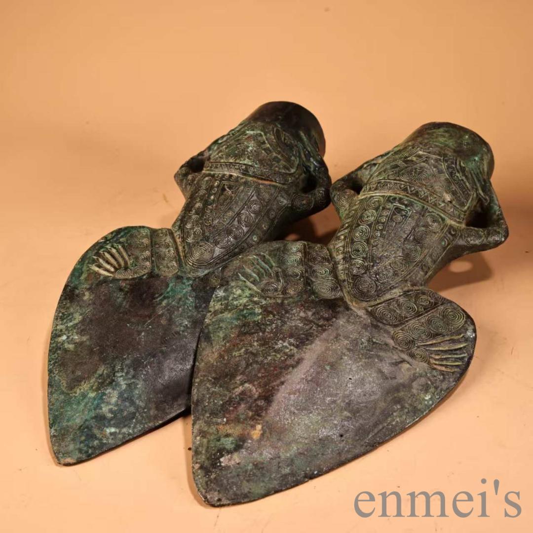 中国古美術 青銅器 矛・槍頭 高浮彫 武具 極細工 古銅器 収集 旧家蔵出 唐物