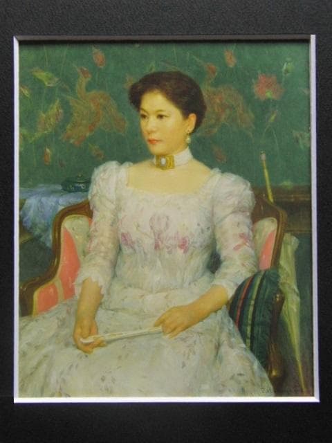 中山忠彦、古風な首飾り、希少な画集より、新品高級額・額装付