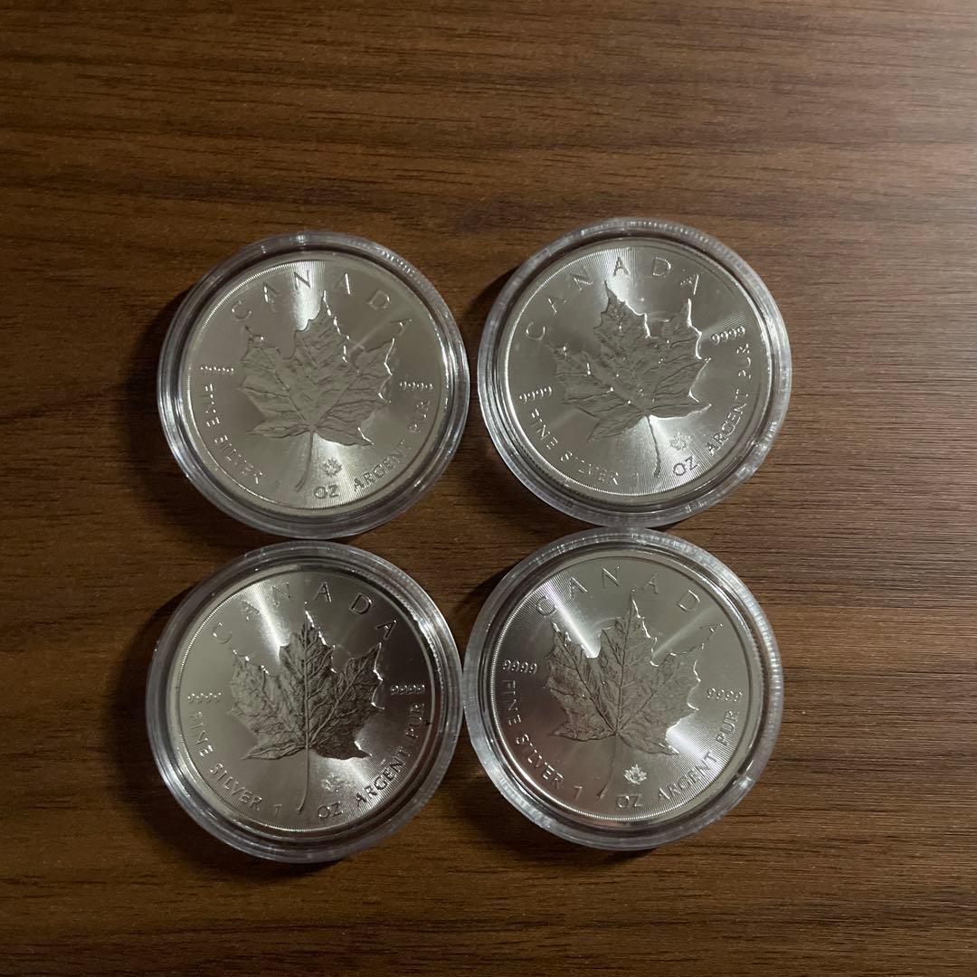 2021年 カナダ「メイプルリーフ」純銀 1オンス 銀貨4枚セット