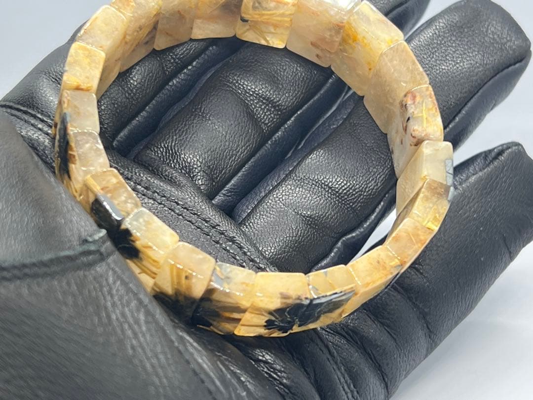 ②ゴールドルチルクォーツ太陽放射ルチルバングルブレスレット