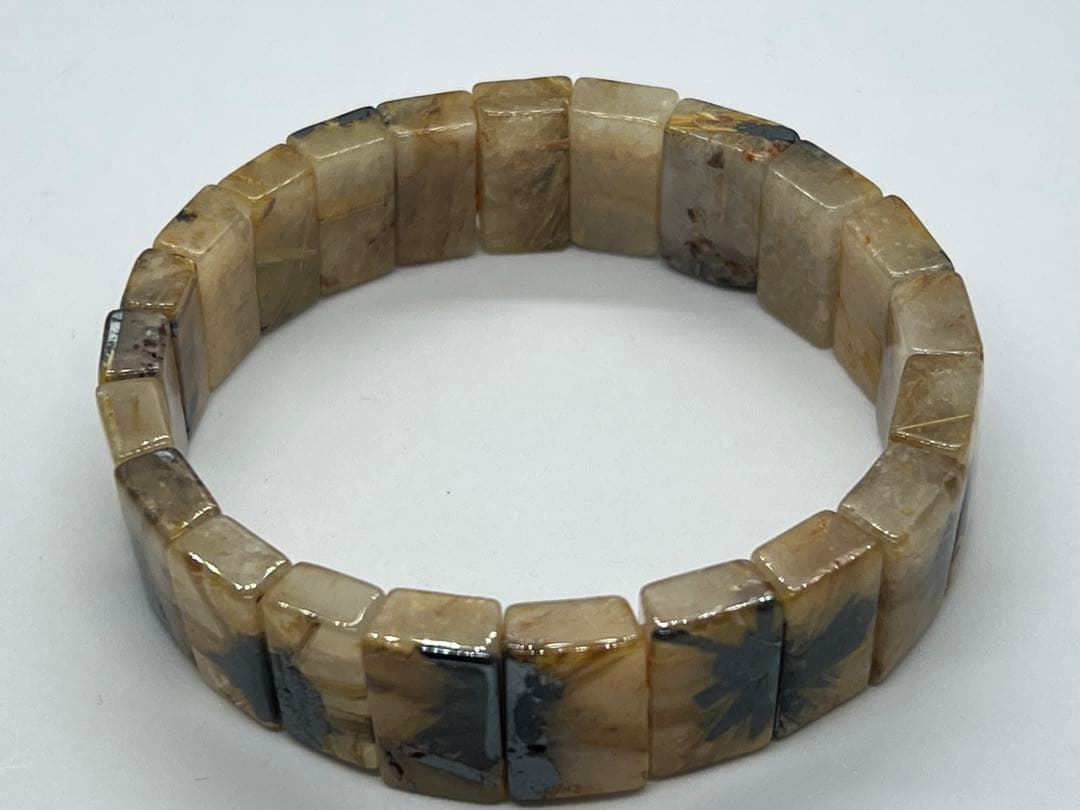 ②ゴールドルチルクォーツ太陽放射ルチルバングルブレスレット