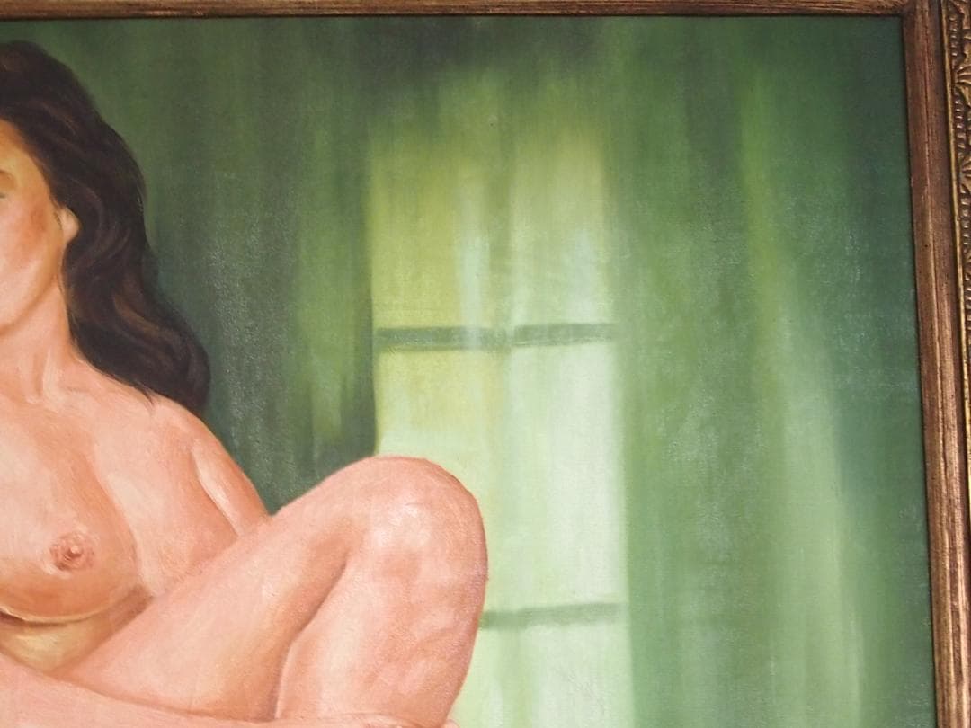 【良品】油彩画/油絵/絵画「裸婦」外国人女性 40号 OIL PAINTING