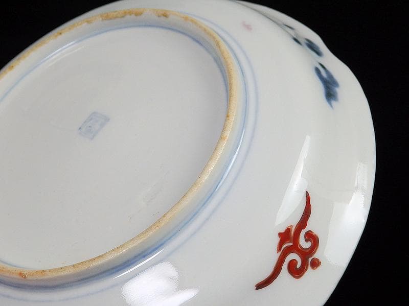 古伊万里　金襴手　五艘船に南蛮人の図　６寸皿　A527AS-BQl