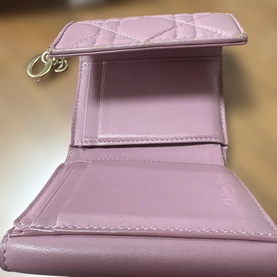 Dior 三つ折り財布 ピンク