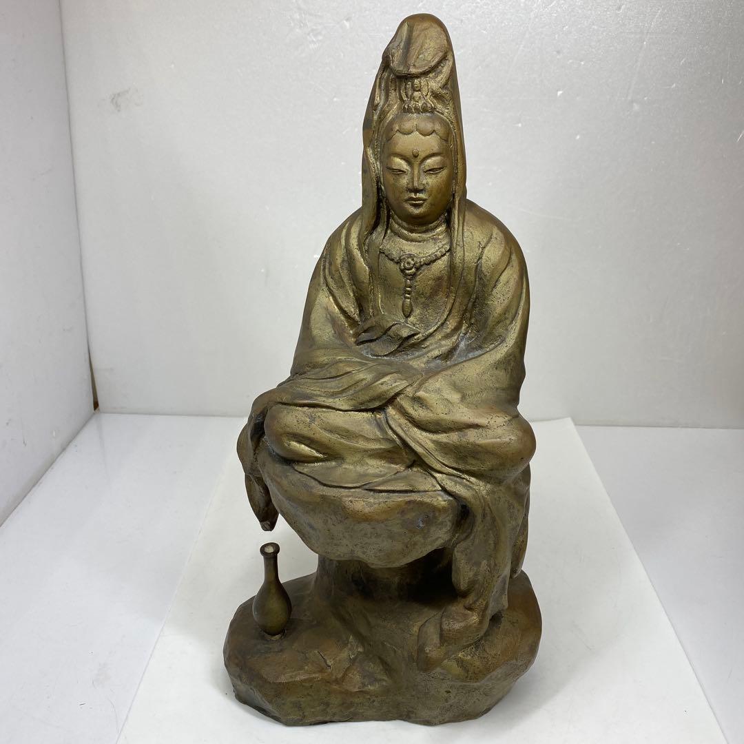 関口充　ブロンズ　白衣観音像　6113g トコエ　東さ7-0621①
