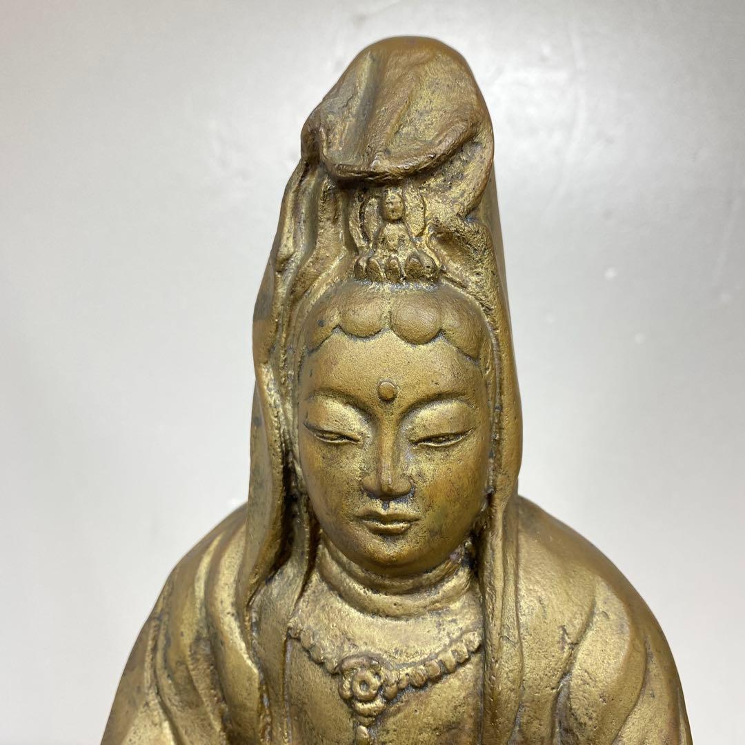 関口充　ブロンズ　白衣観音像　6113g トコエ　東さ7-0621①