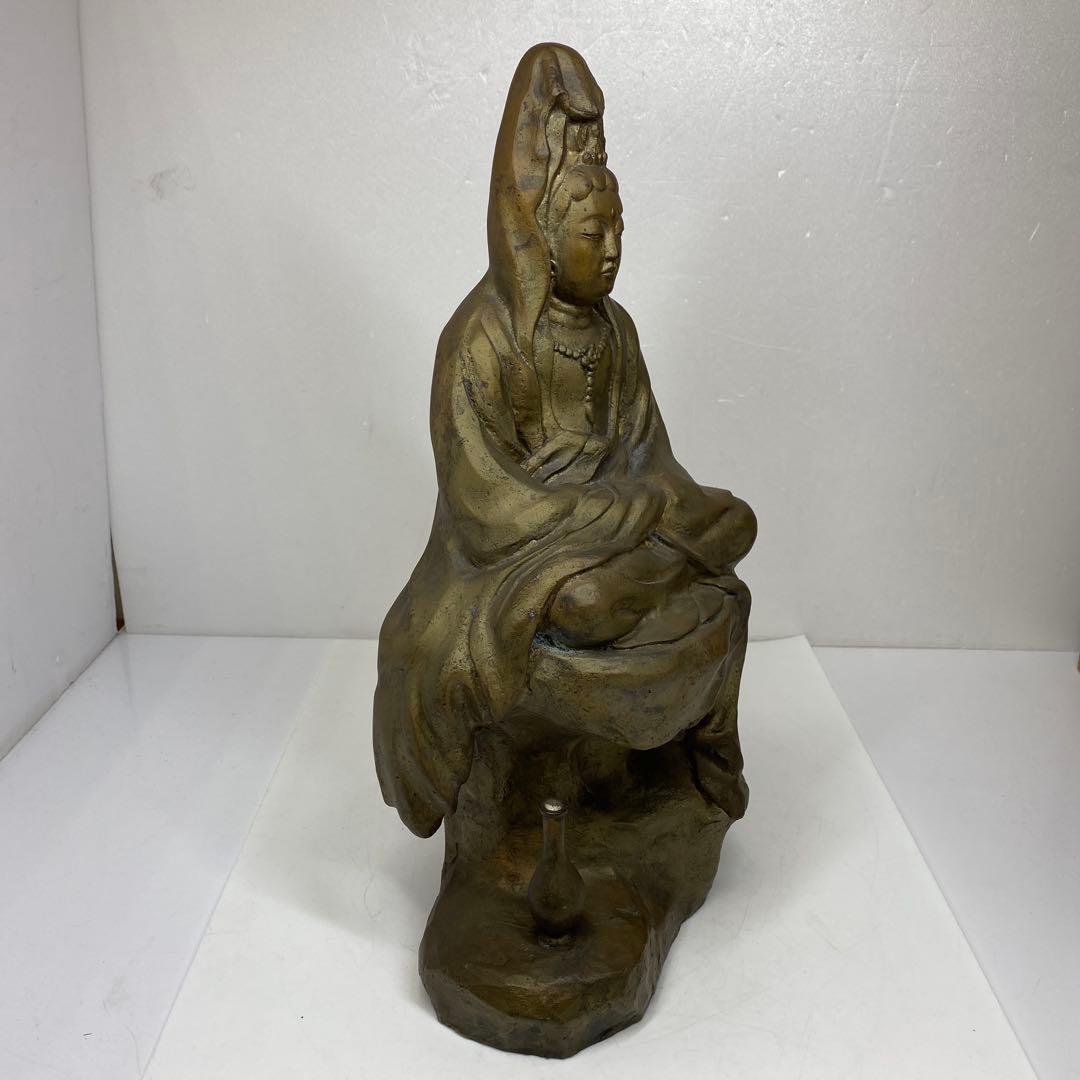 関口充　ブロンズ　白衣観音像　6113g トコエ　東さ7-0621①