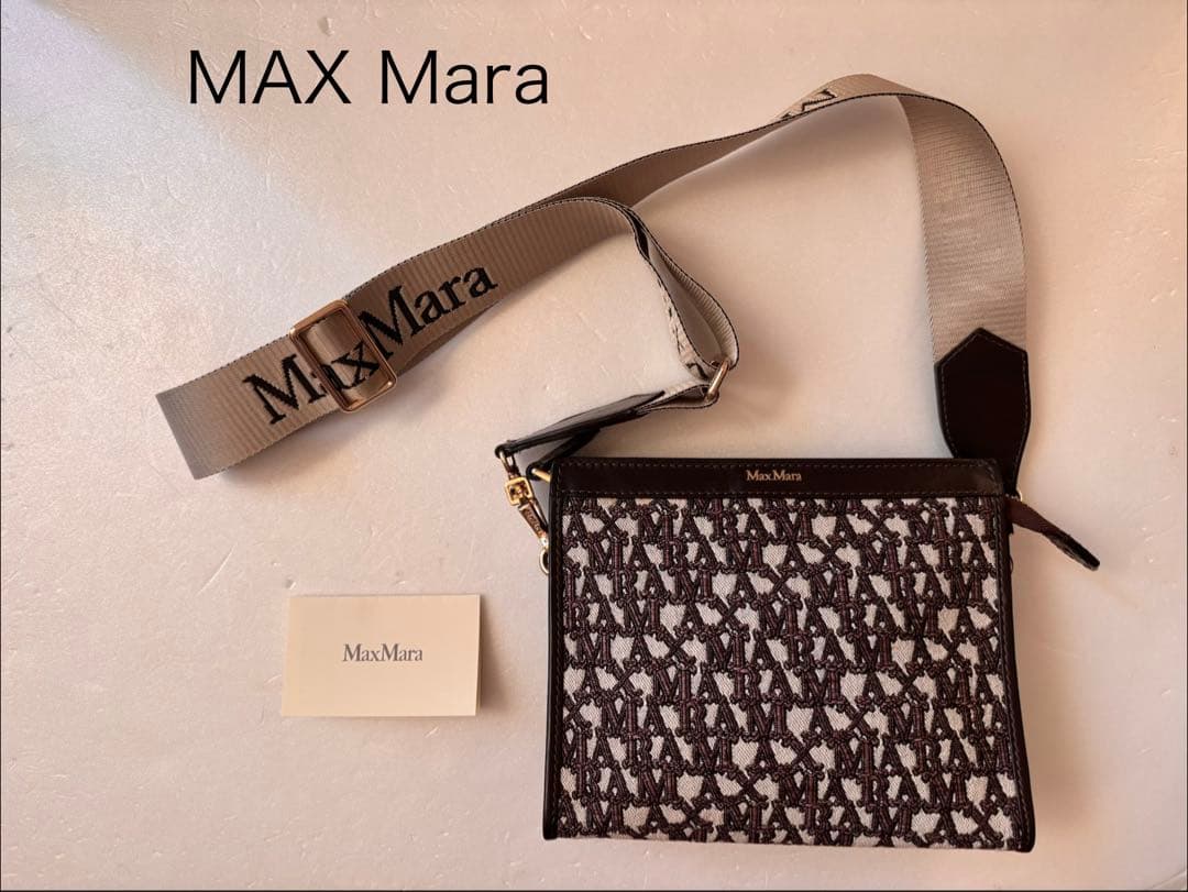 美品マックスマーラ　ジャガードミニショルダーバッグ　2way logoストラップ