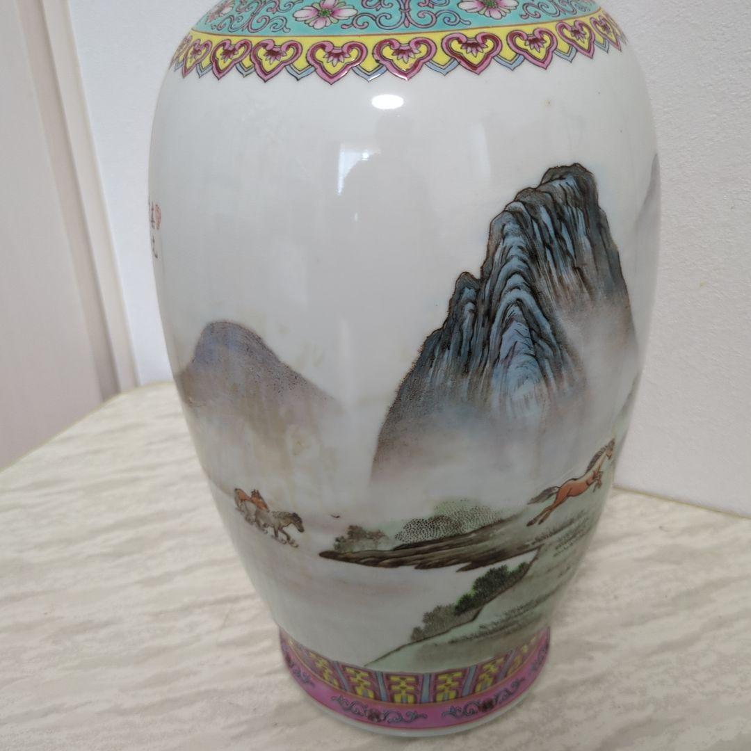 Cao品 中国景徳鎮 馬文大花瓶 1347