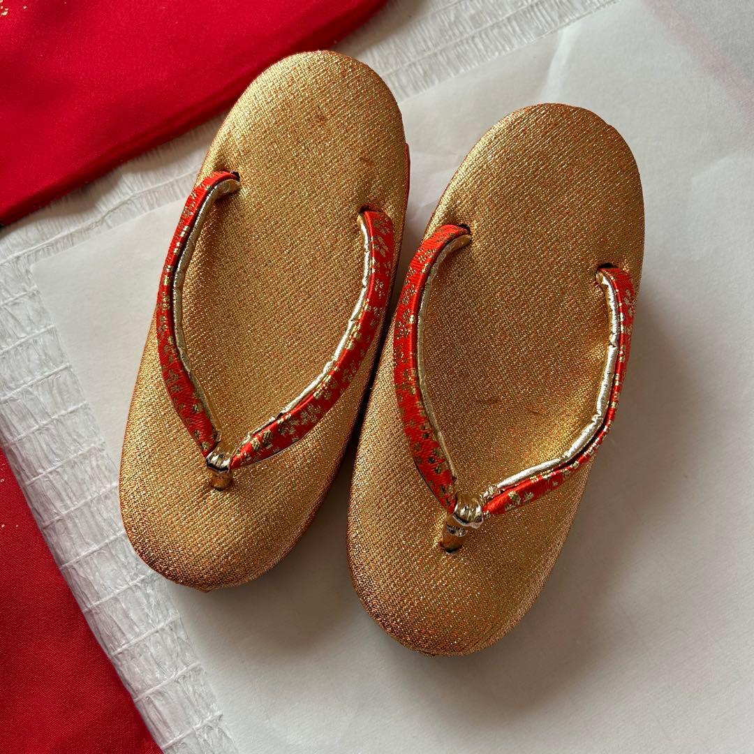 七五三 3歳 着物 絹 被布 絞り柄 三歳 赤 草履 753 巾着