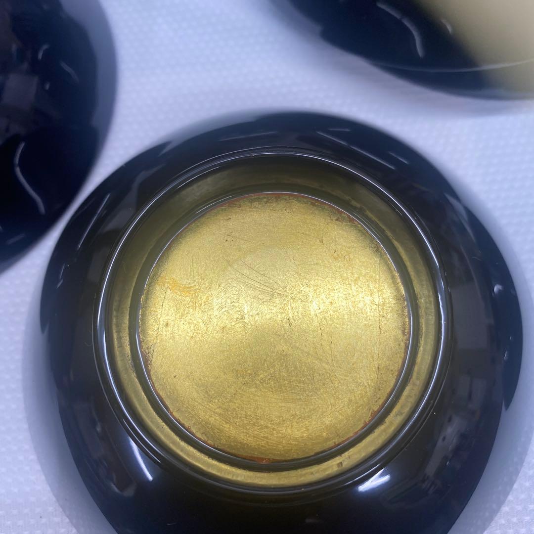 辻嘉一　特選和食器揃　純金箔貼漆器 蓋付き椀 5個セット 黒