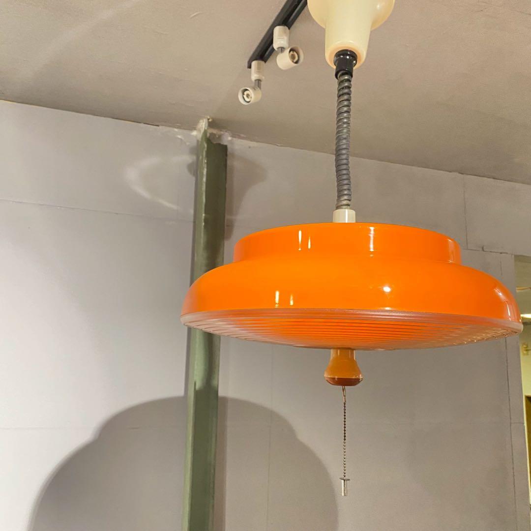 ペンダントライト レトロポップ オレンジ 昭和レトロ 当時物インテリア 天井照明