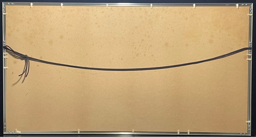 真作　油彩　流月真一　水仙と飯豊山　風景画　肉筆　油絵　額装