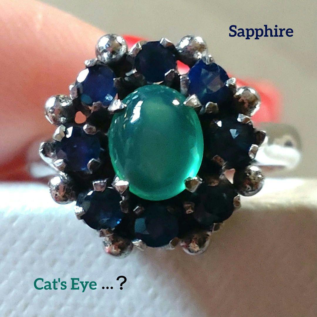 天然サファイア リング 14号 18K シルバーカラー ファッションリング