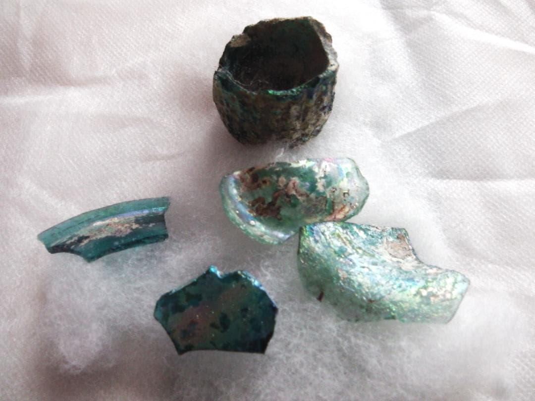 ローマングラス 破片 5点セット 銀化 アンティーク 古代ローマ