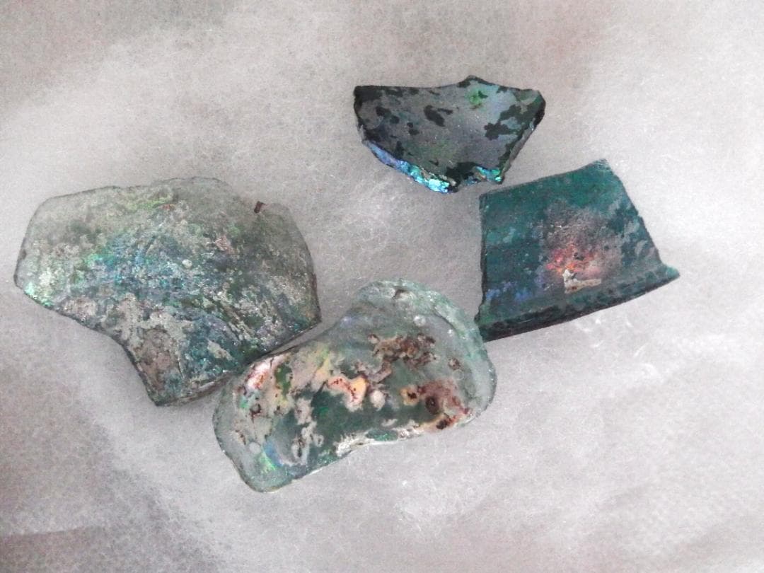 ローマングラス 破片 5点セット 銀化 アンティーク 古代ローマ