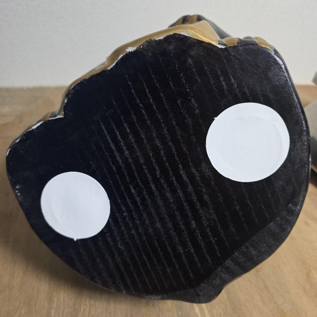 招き猫 陶器製 置物 黒