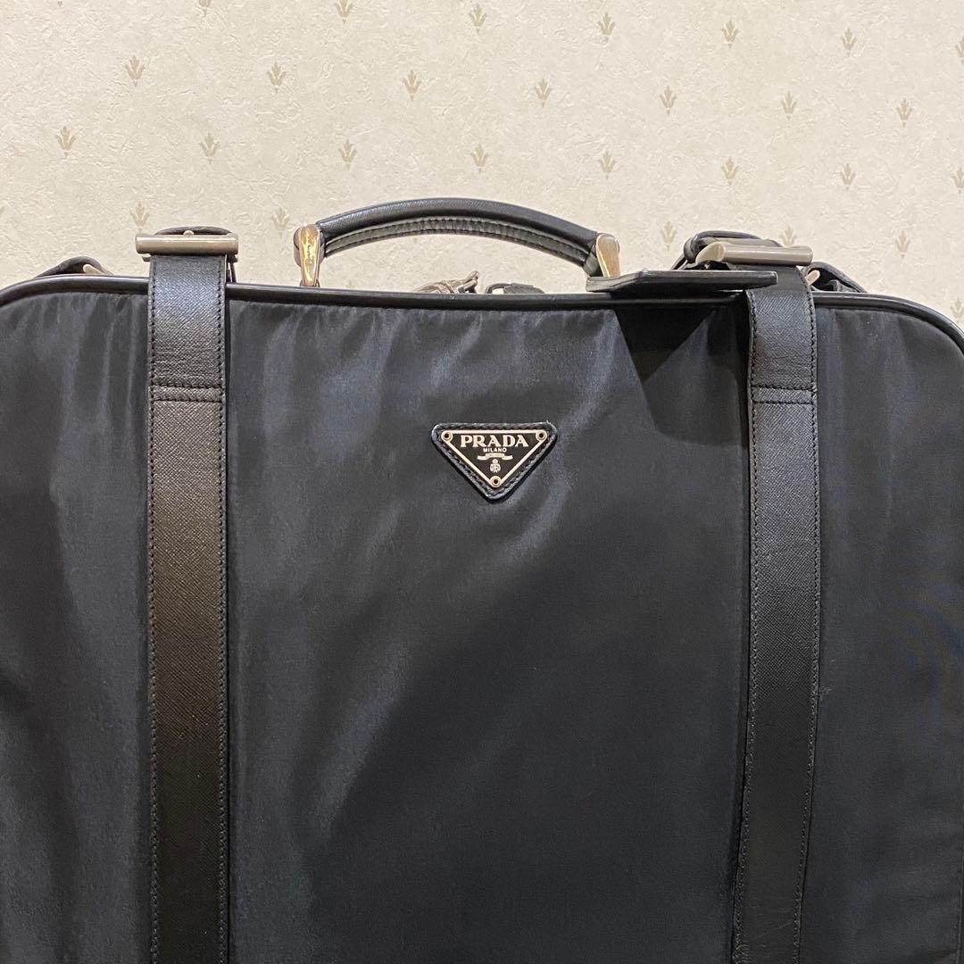 PRADA ビジネスバッグ 三角ロゴ ナイロン×サフィアーノレザー