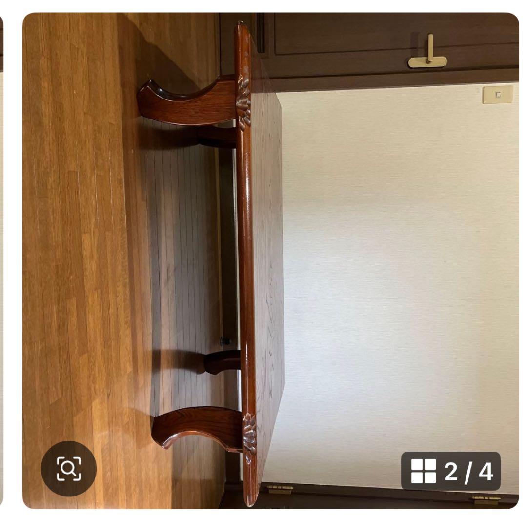 木製座卓 一枚板　1枚板　ダークブラウン 曲線脚