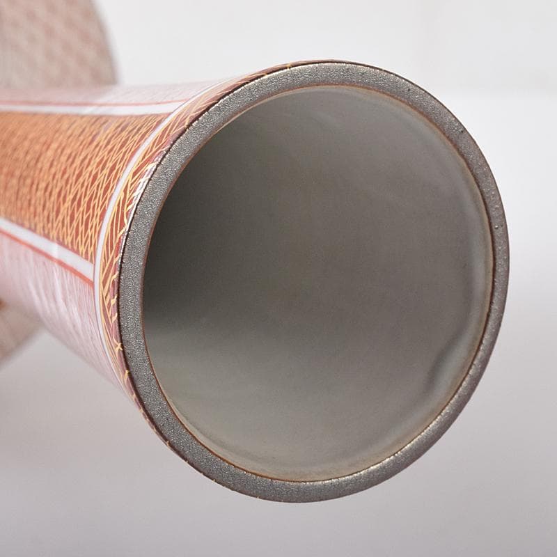 九谷焼　西野昭弘作　昭月造　本金赤細書小紋　鶴首花瓶　共箱　V　R8332B