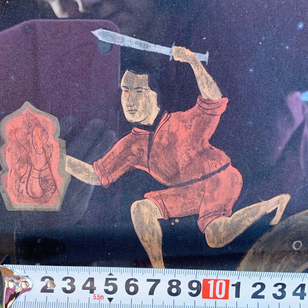 ドラゴン　龍　竜　楚国　漢代　帛画　シルク　絹　中国　骨董品　絵画　額縁　古美術