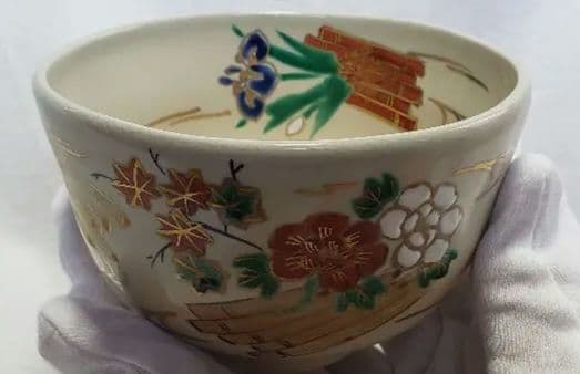 清水焼 田中香泉作 伏見窯 仁清花筏 kiyomizuyaki poetry