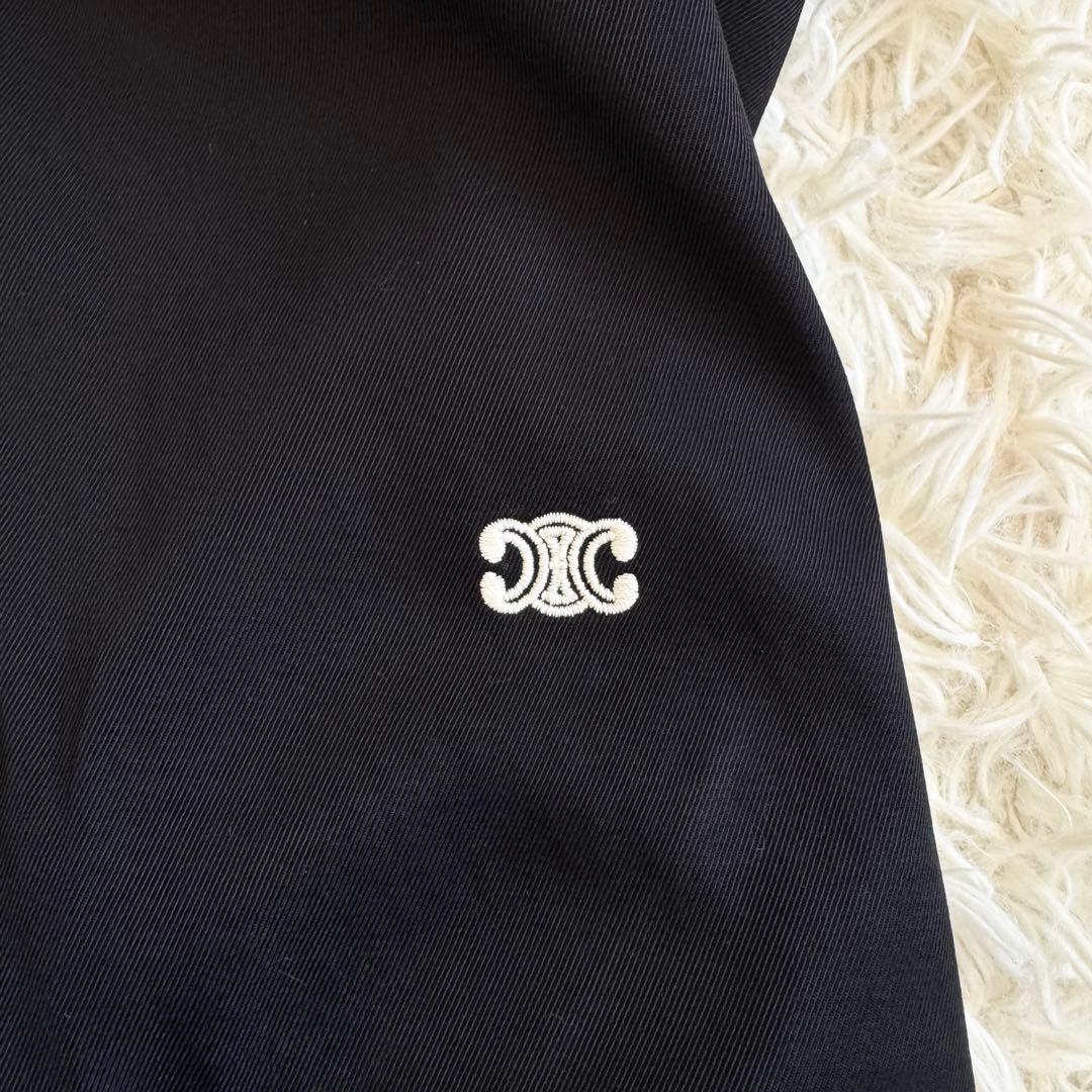 美品　近年モデル　XL　セリーヌ　レーヨン　ブルゾン　トリオンフ刺繍　黒