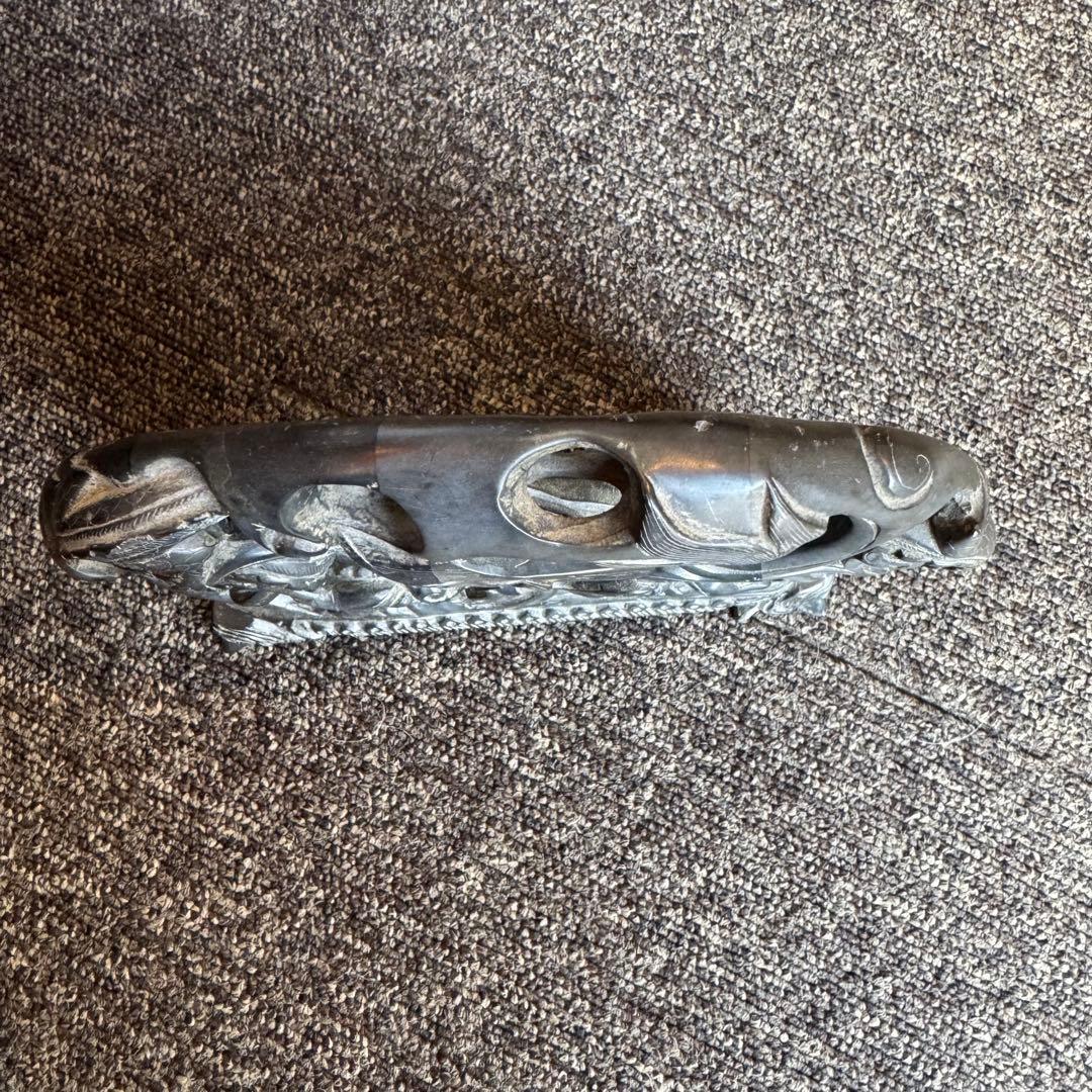 2頭の龍 石彫刻 透かし彫 アンティーク置物