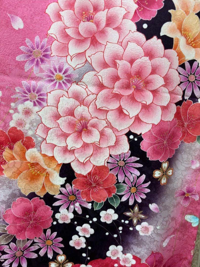 #97【美品】成人式 正絹 袷 金糸＆手書き 振袖のみ