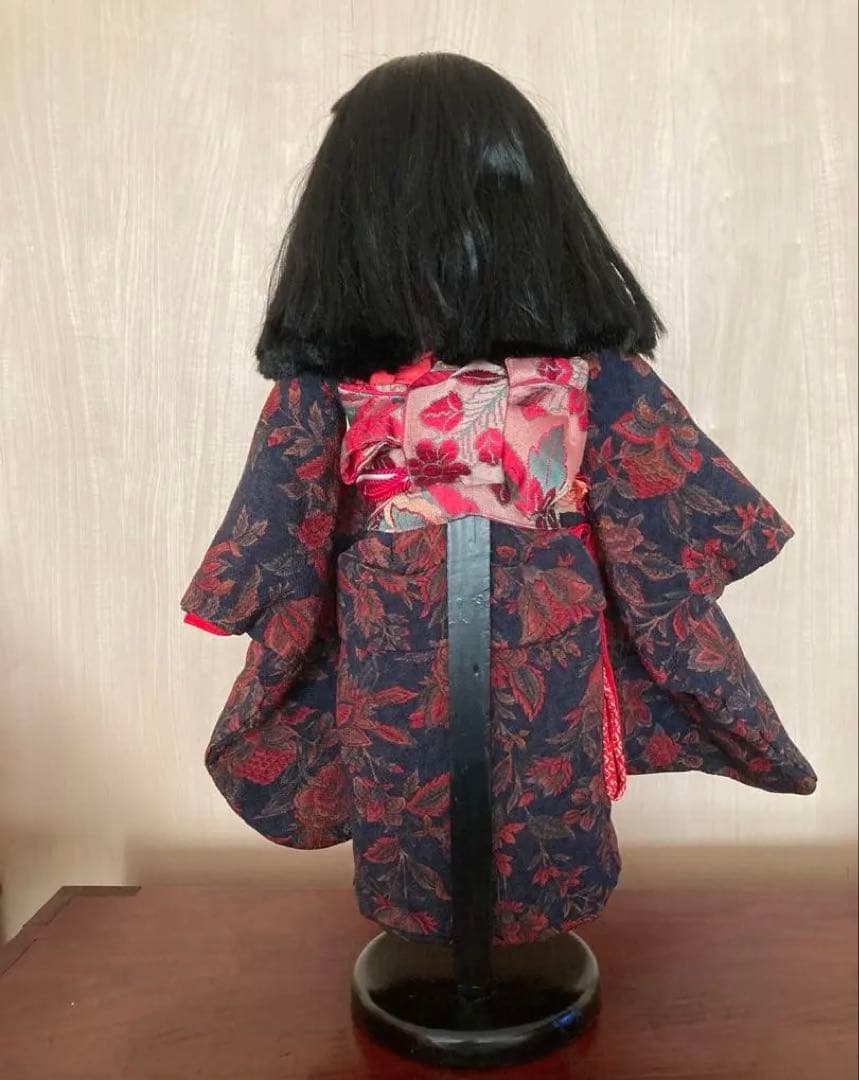 お値下げ美品【工房朋】女の子45cm市松人形森重春幸抱古布着せ替え人形旧家蔵出