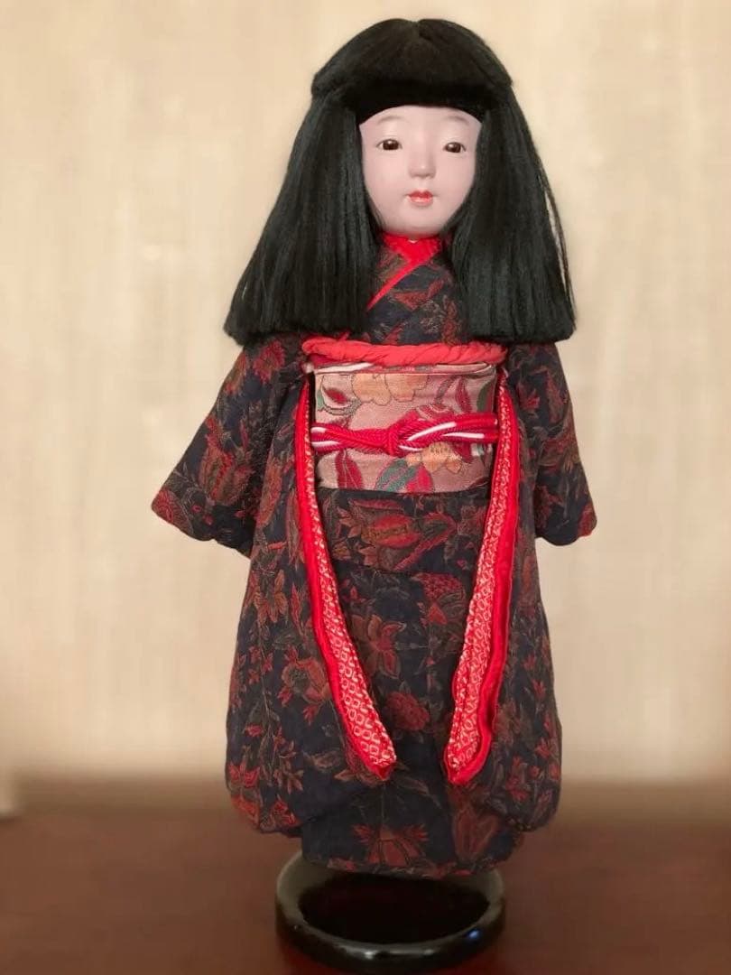 お値下げ美品【工房朋】女の子45cm市松人形森重春幸抱古布着せ替え人形旧家蔵出