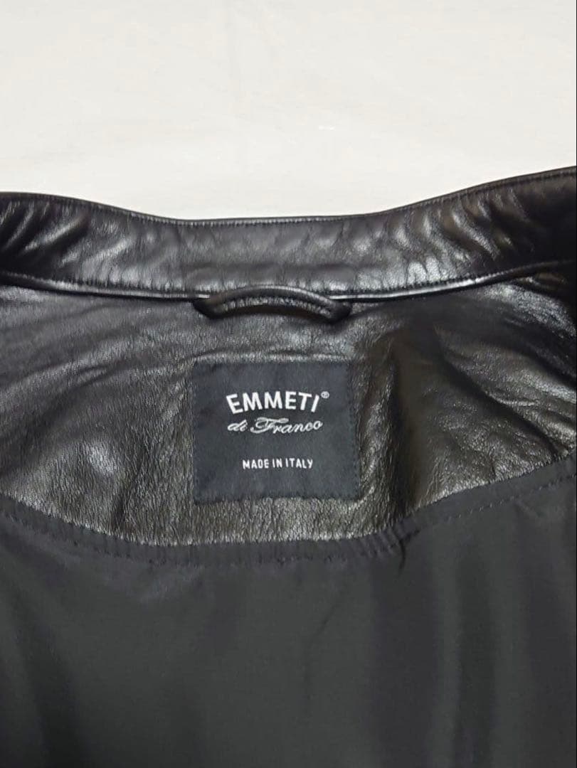 エンメティ アッカ H 黒 50 ラム レザー ジャケット 干場 EMMETI