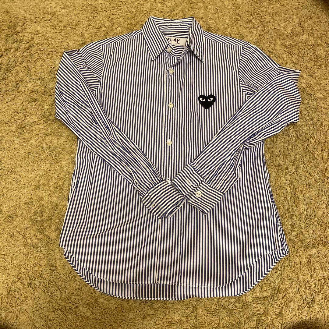 PLAY ストライプ 長袖シャツ ハートロゴ
