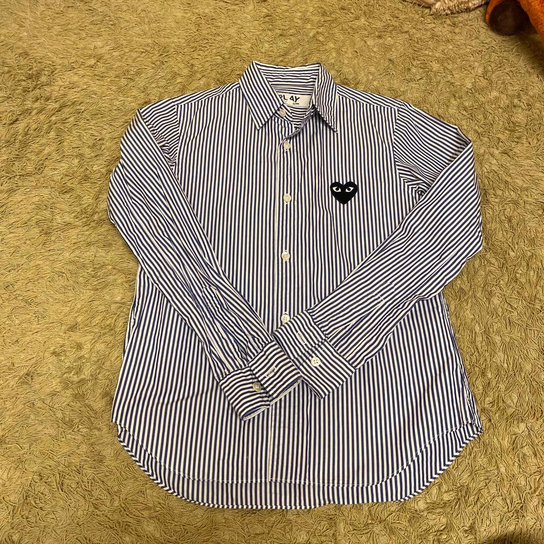 PLAY ストライプ 長袖シャツ ハートロゴ