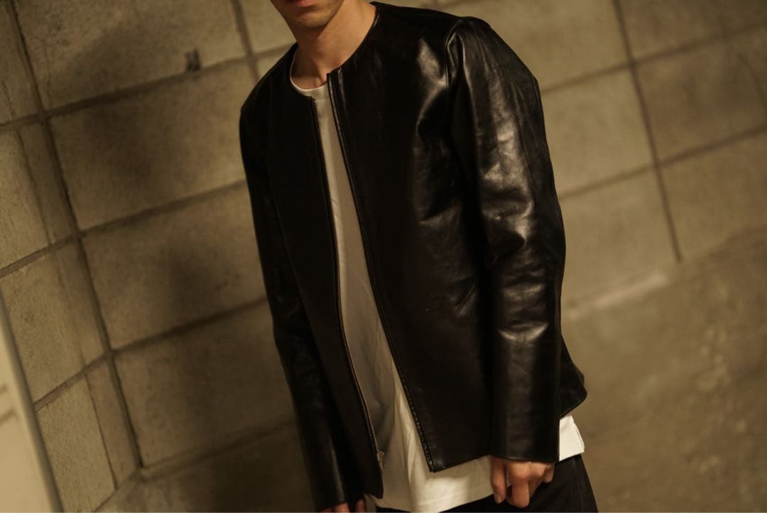 FINE CREEK＆Co. ノーカラー レザー ジャケット Bud 40