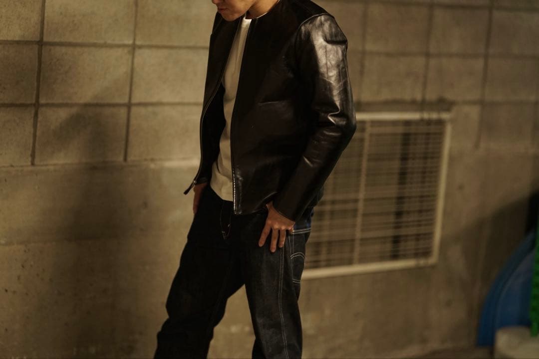 FINE CREEK＆Co. ノーカラー レザー ジャケット Bud 40