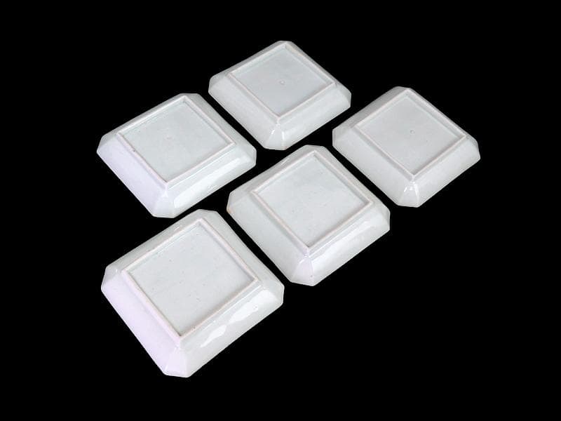 古伊万里　染錦　牡丹の図　角皿　５枚　131AS-CWz