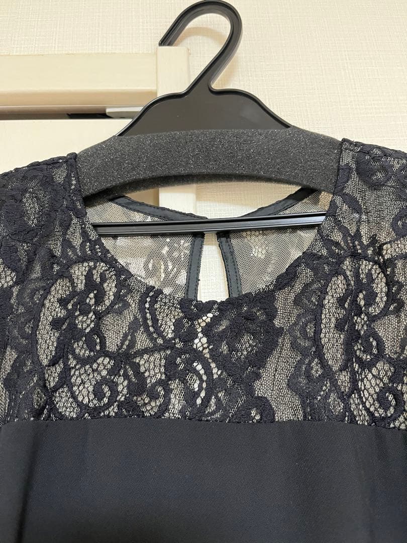 美品◆GIRL レース切り替えパフスリーブ ロングドレスL オケージョン 結婚式