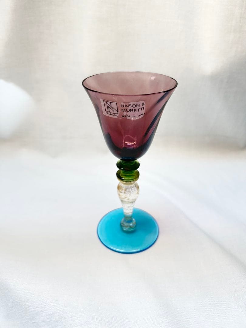 ベネチアングラスNason & Moretti カラフルガラスワイングラス