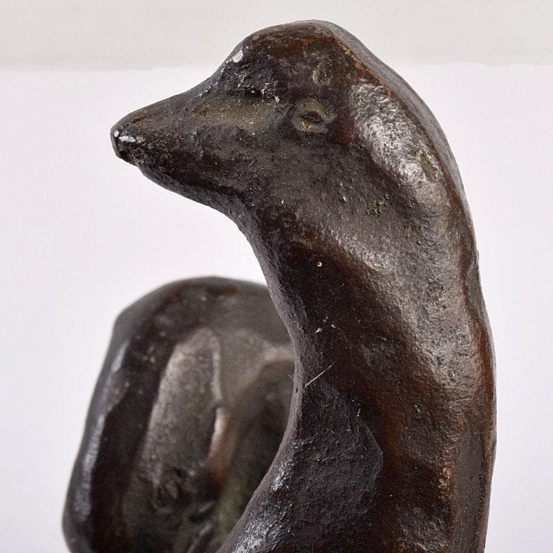 中国　古銅　家鴨　アヒル　置物　在銘　V　R8930