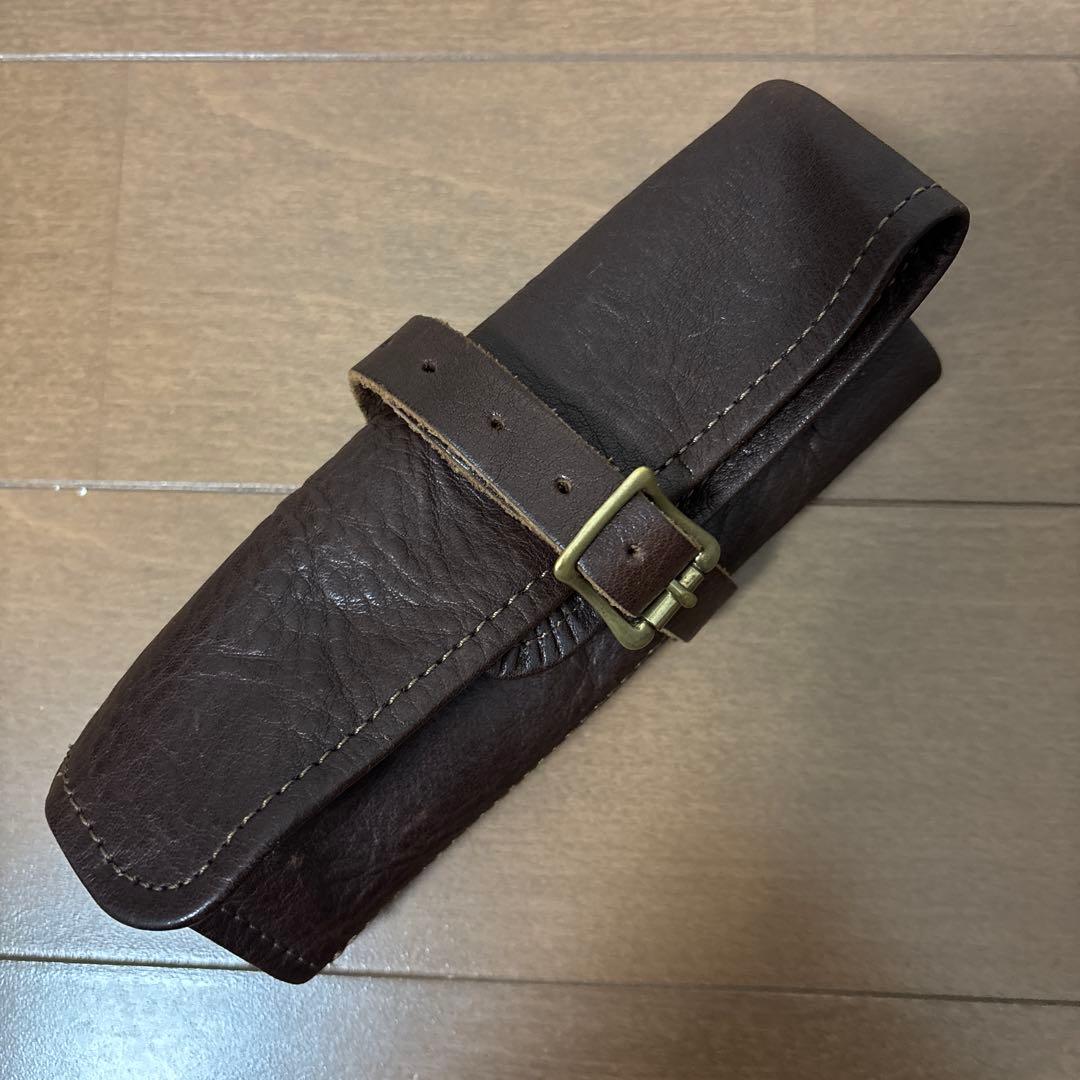 絶*ン様 TSL シュペリオールレイバー レザーロールペンケース ダークブラウン