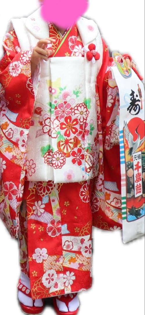 七五三　赤色　正絹　着物　3歳用　京ひめ