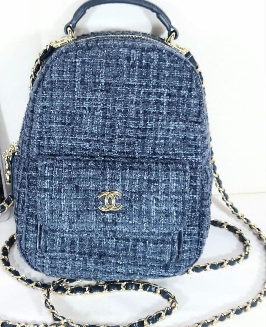 CHANEL ツイードバックパック ネイビー