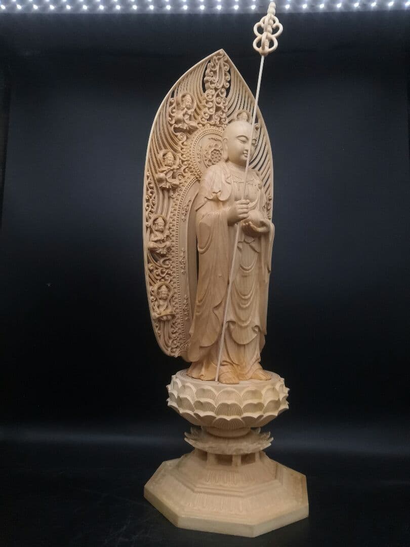 仏像 地蔵菩薩立像 地蔵尊 八角蓮華丸台座 木彫供養仏 仏教 福運・福徳