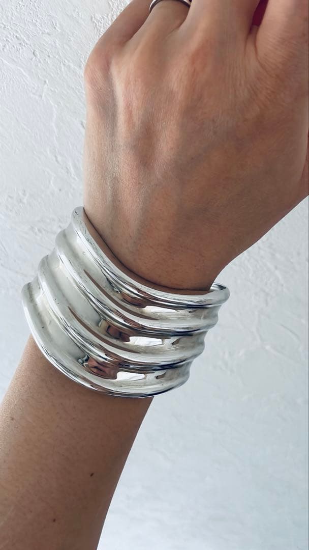 ヴィンテージ シルバーバングル　メキシコシルバー　925 ボーンカフ