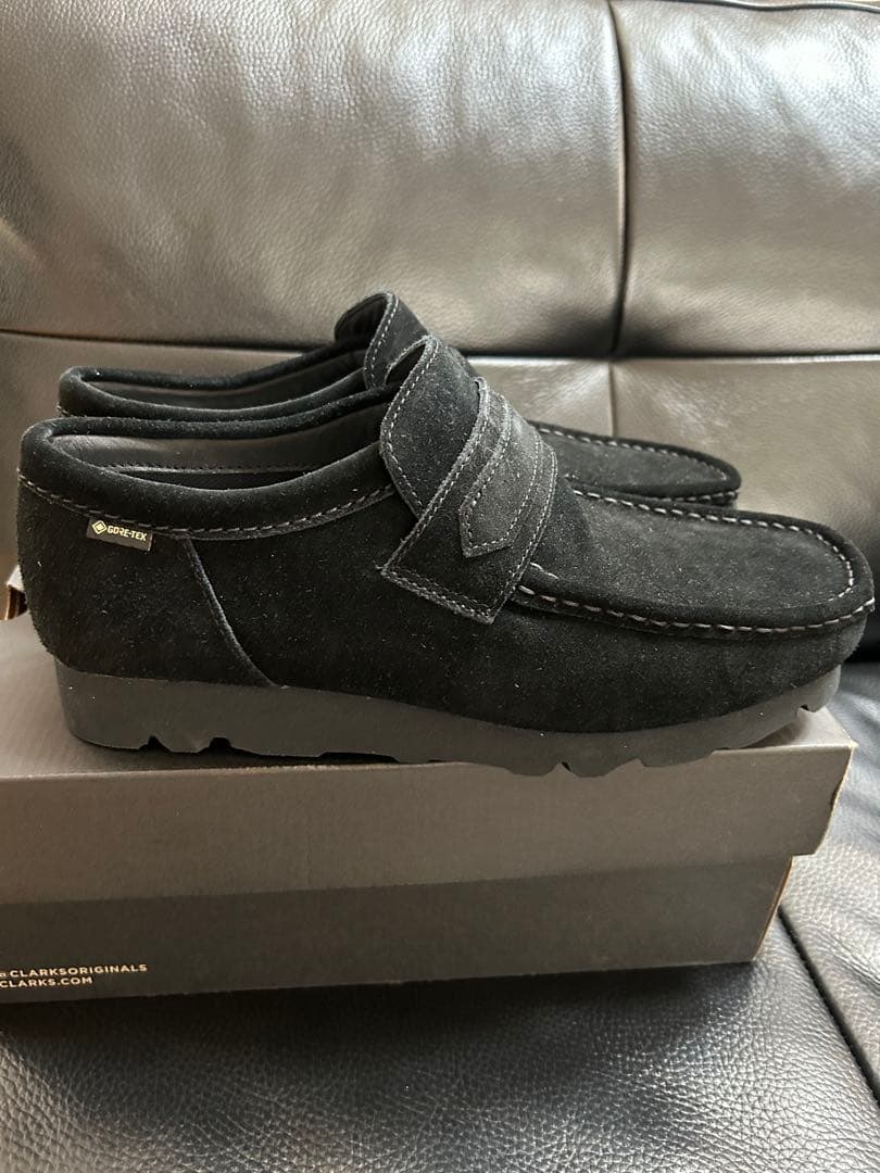 靴 Clarks WallaLoafer GORE-TEX Black Suede